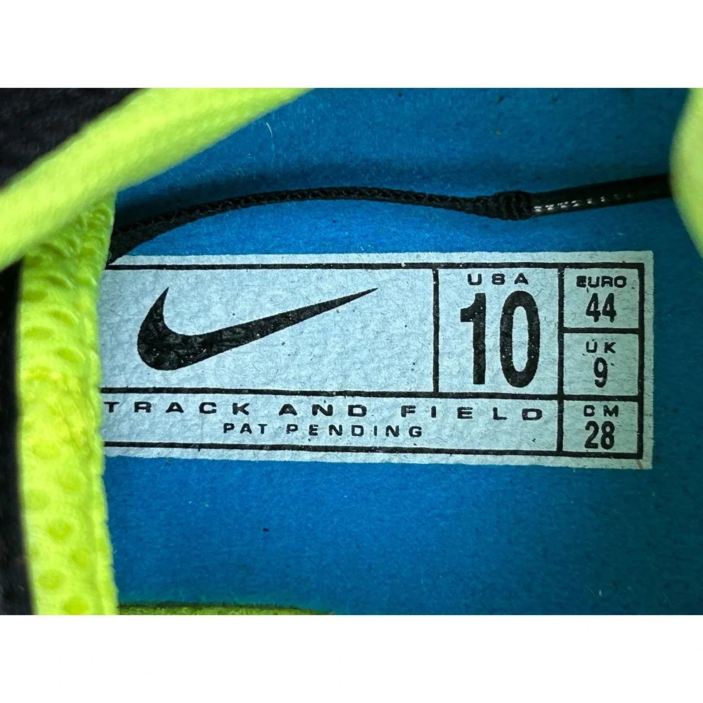 Nike Track Spikes Mens 10 Black Volt Zoom Rival MD 6 468648-041 Racing Shoes